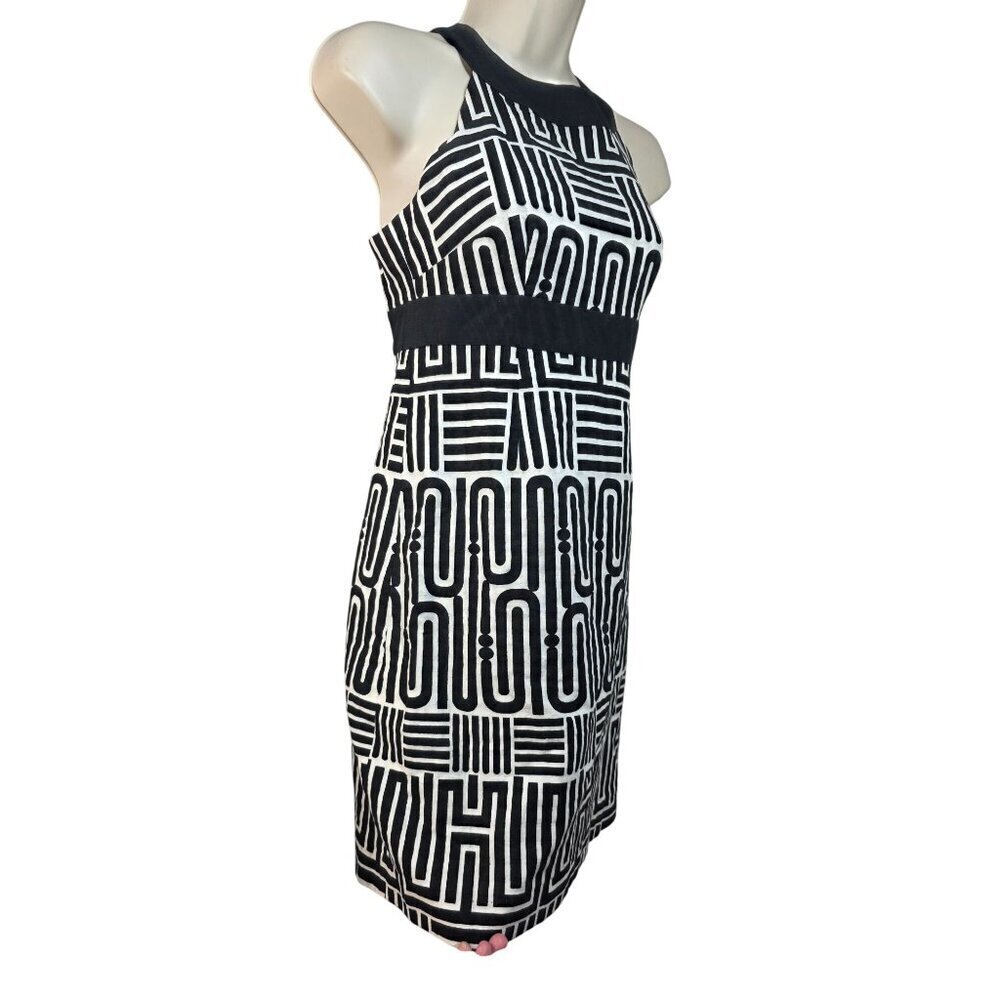 Laundry by Shelli Segal Petites Halter Sheath Dress Sz 0P Black White Geometric